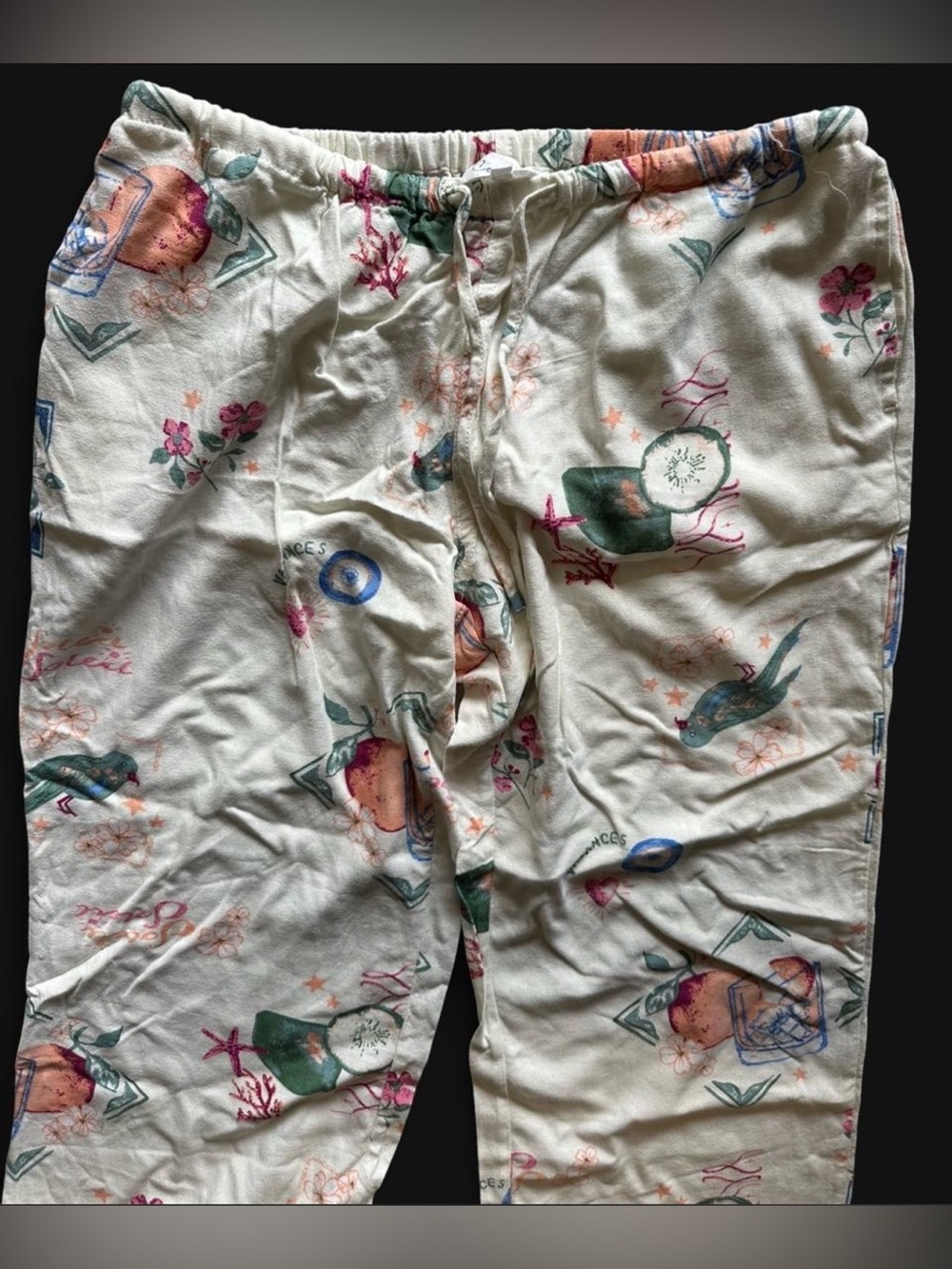 Cream Printed Casual Lounge Pants with drawstring Waist - Picture 2 of 7